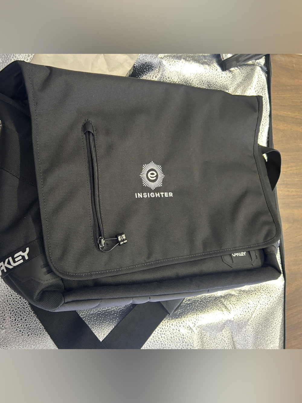 Oakley Black Steel Club Messenger Bag with Shoulder Strap